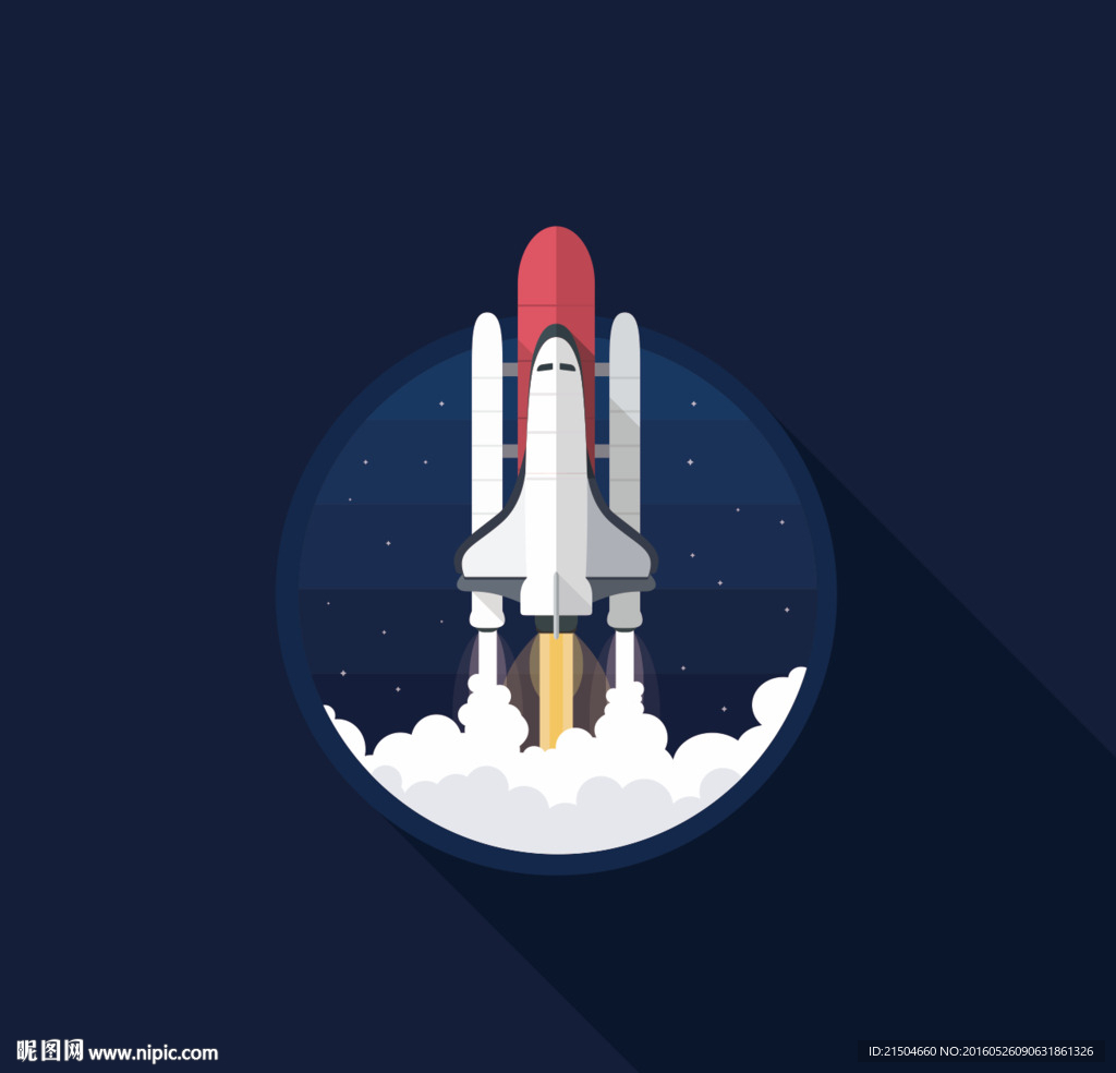 精致矢量彩色航天飞船插画