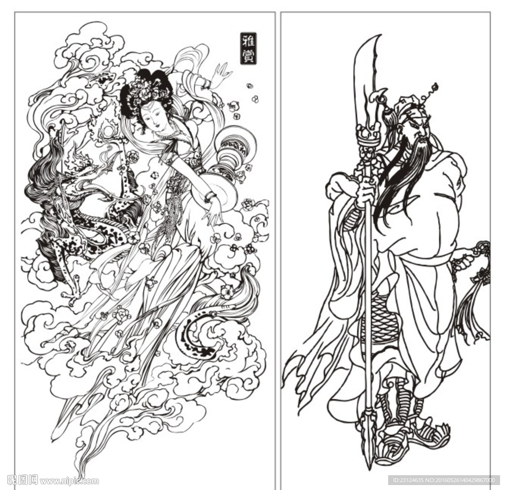 矢量中式人物2款