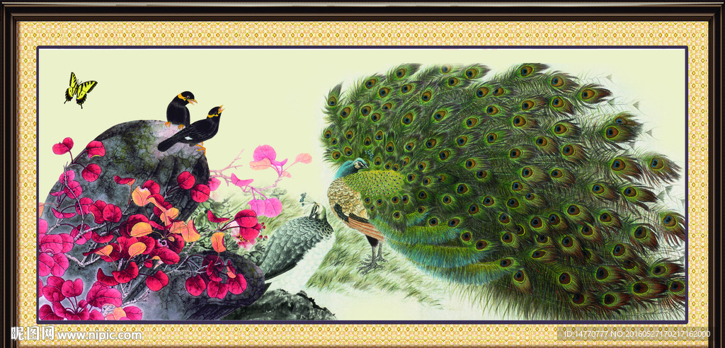 孔雀花鸟