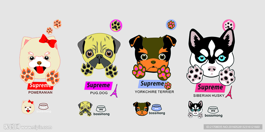 矢量卡通狗狗手机壳印刷图案