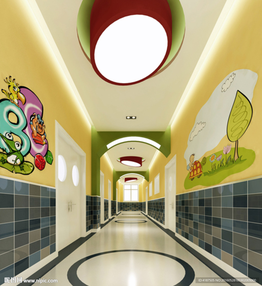 幼儿园走廊设计图透视图片
