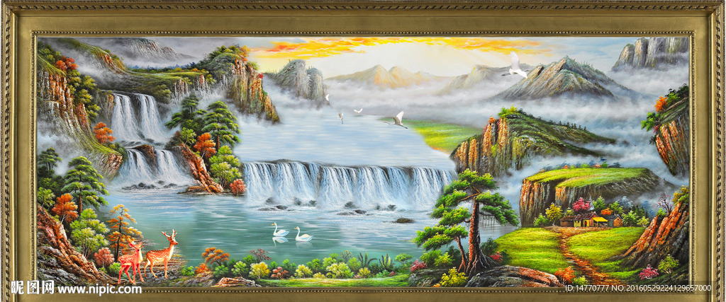 油画山水风景