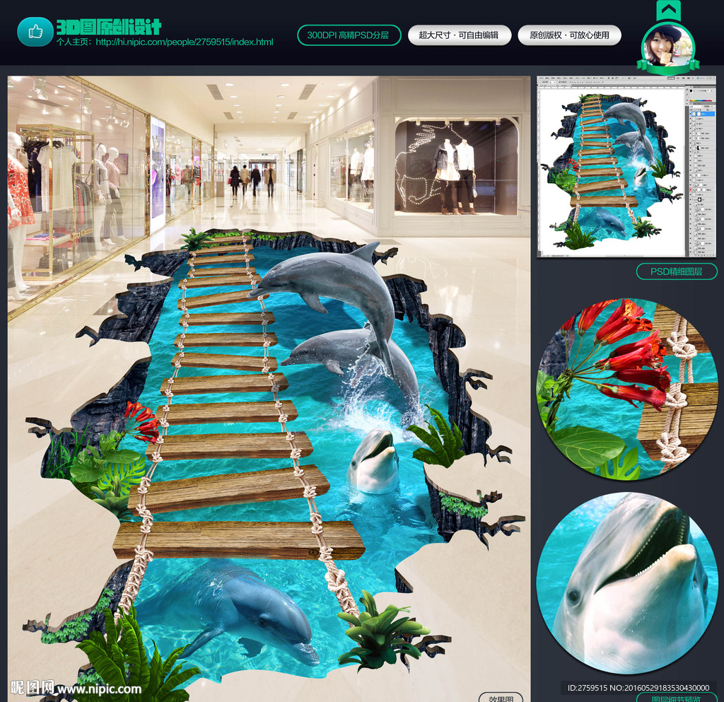 3d地贴 3d海豚