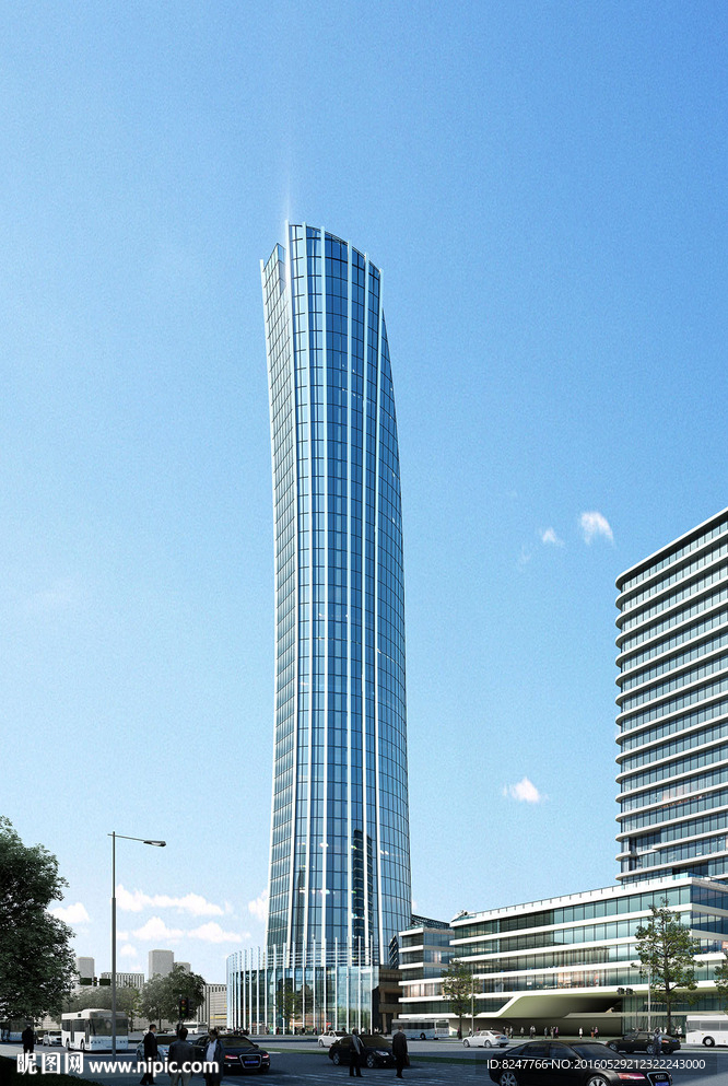 扭曲圆具体高层建筑效果图