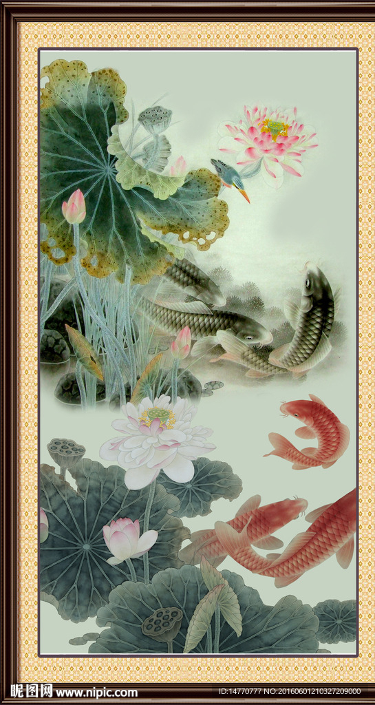 荷花鲤鱼图
