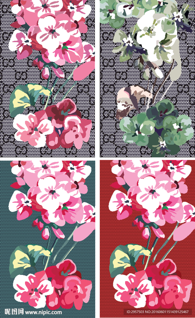 古琦四款布纹花手机壳图案