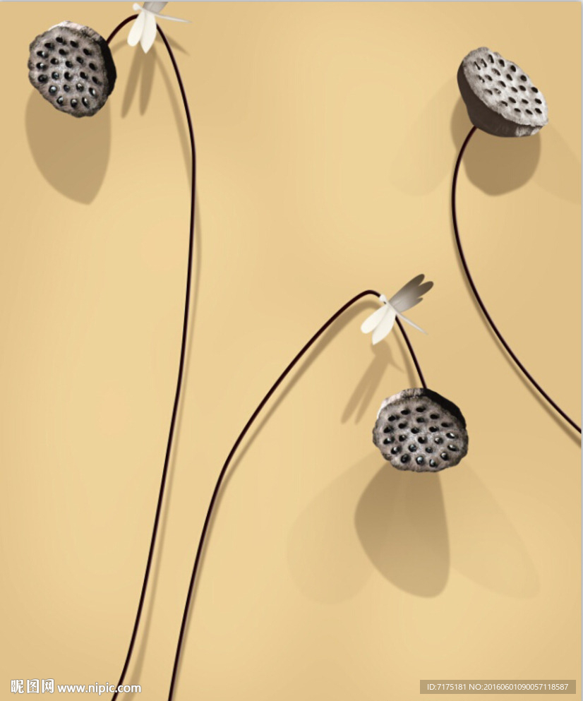 玄关背景墙荷花