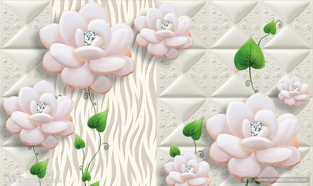 皮革软包立体花朵3D背景墙