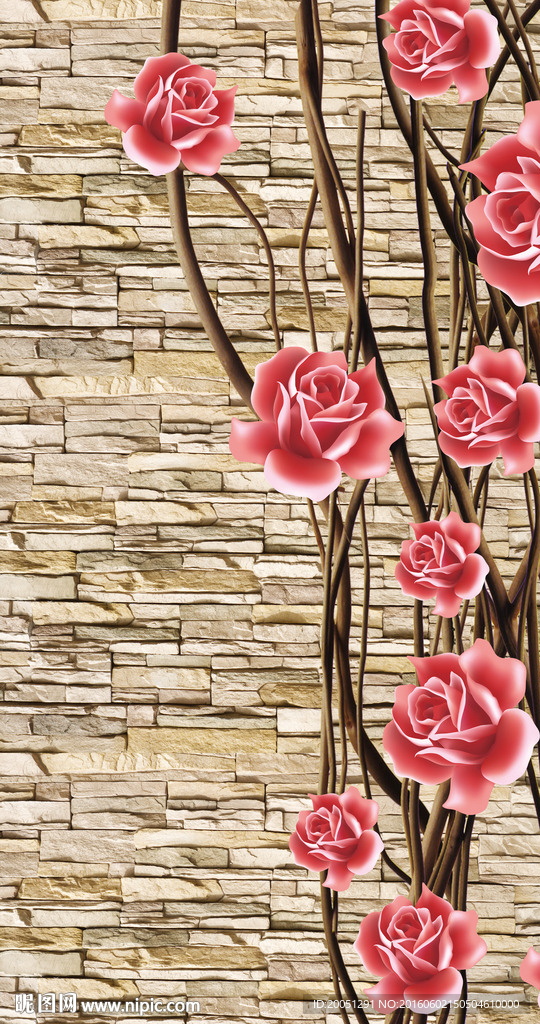 3d花藤玄关背景墙