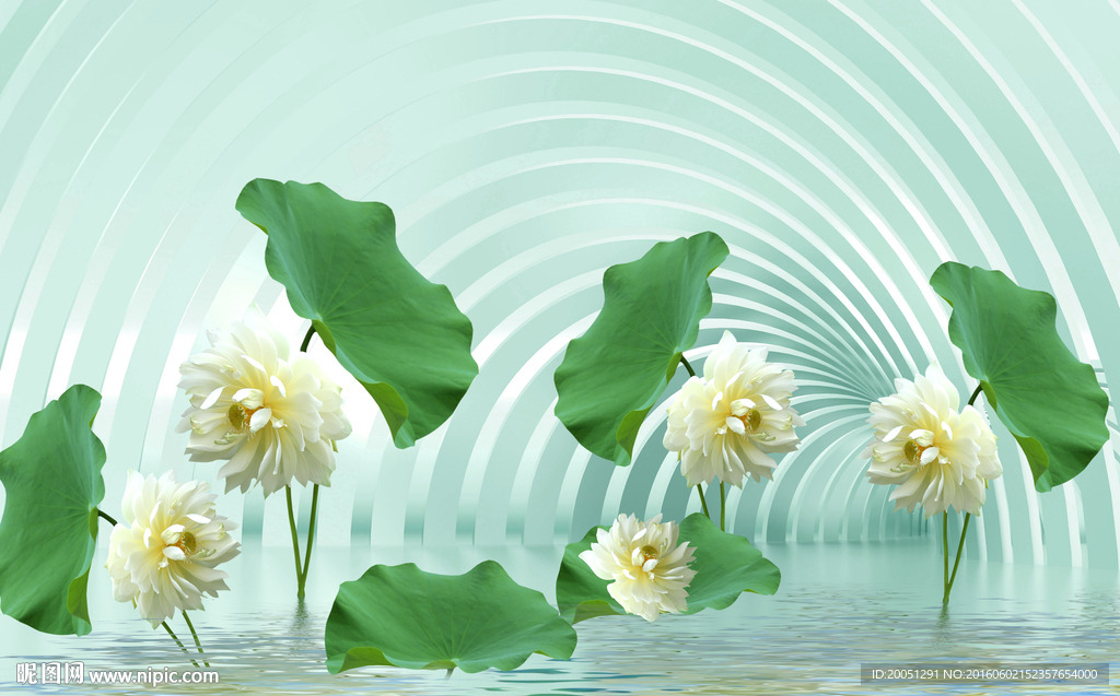 3d背景墙荷花