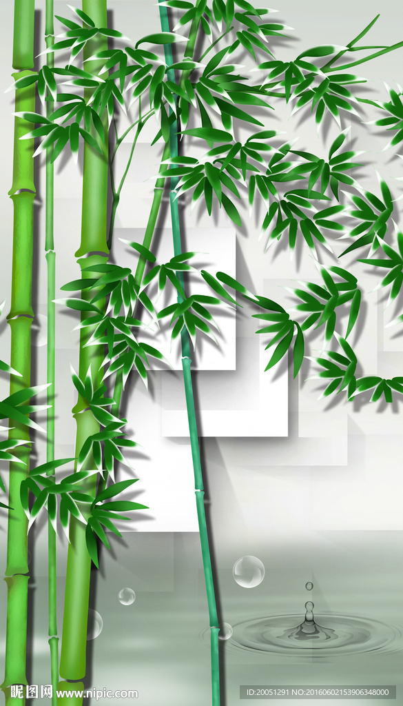 3d玄关竹子背景墙