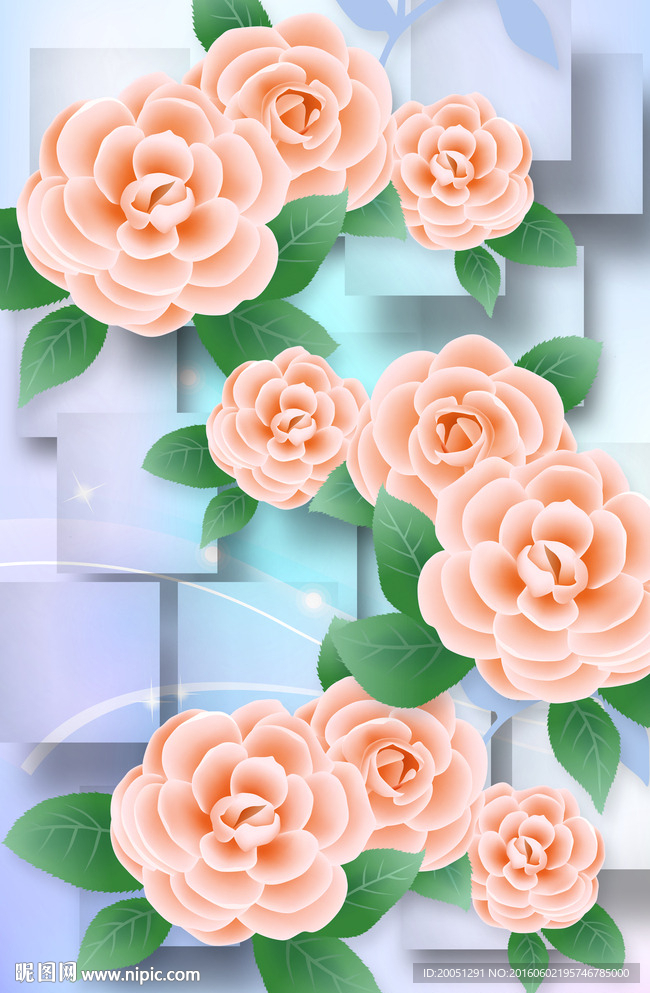 3d玄关花朵背景墙