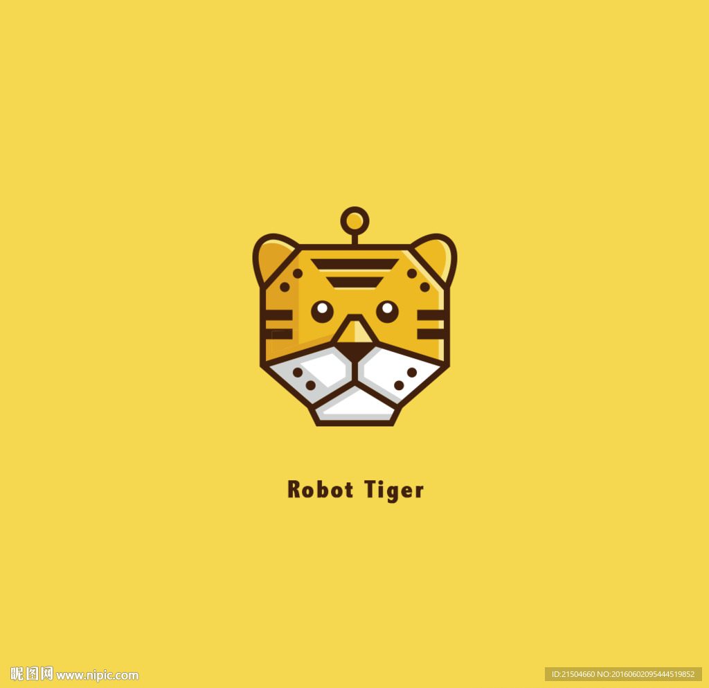 精致可爱矢量机器虎插画