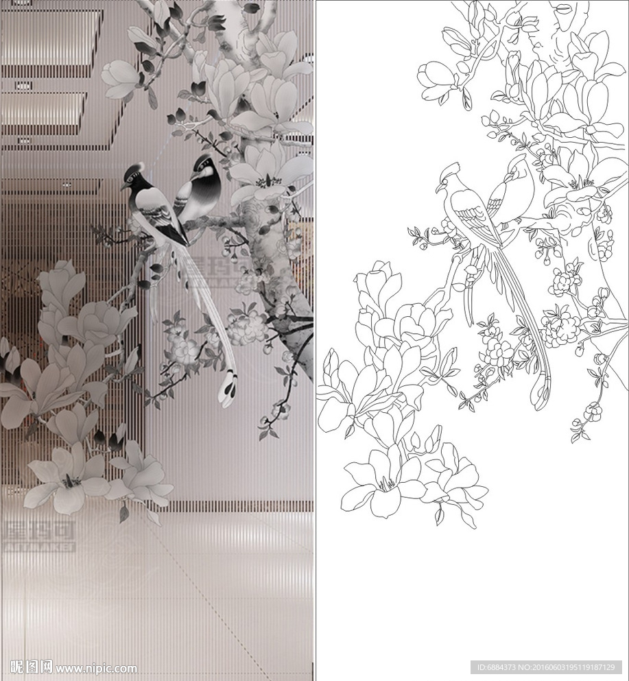 玉兰花 喜鹊