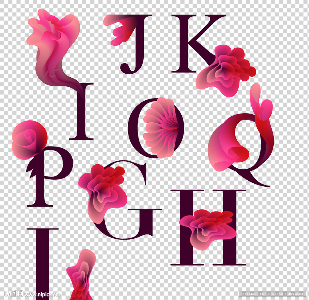 花纹花朵创意字母字体设计