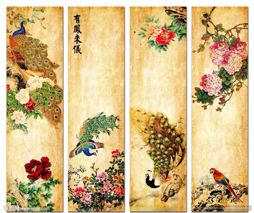 孔雀牡丹图