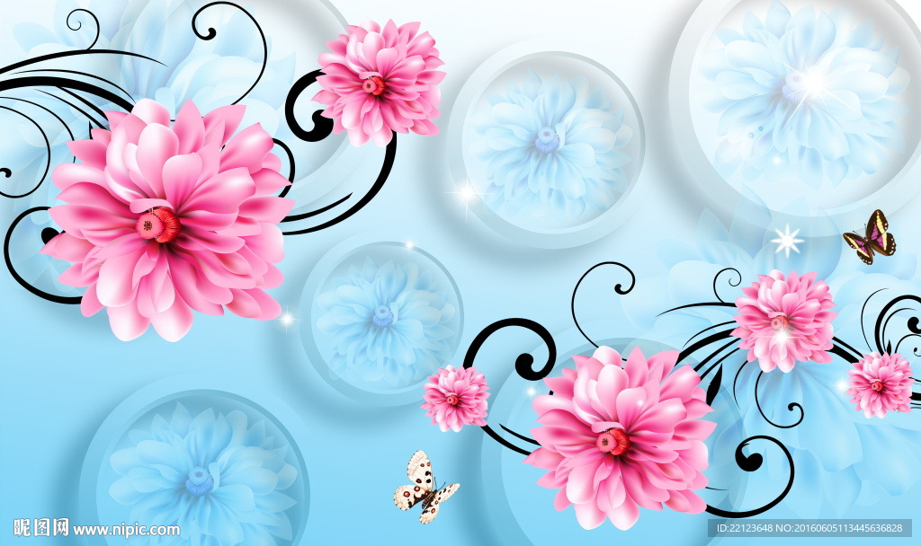 3D时尚花纹背景墙