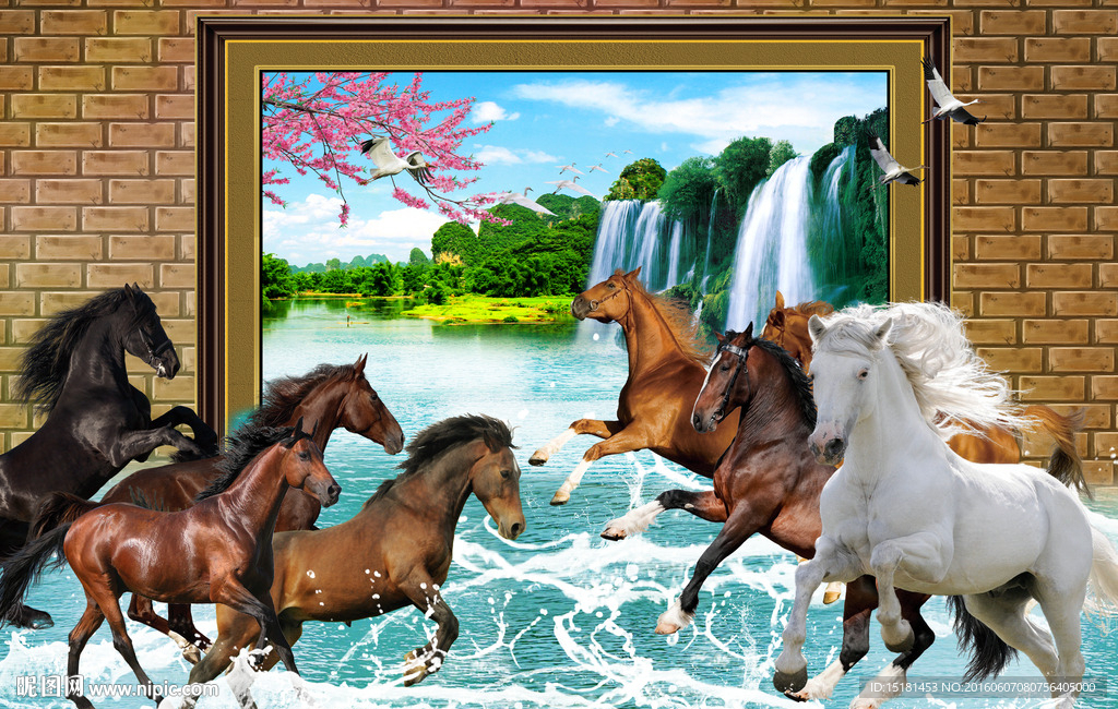 3d山水风景 八骏图争霸