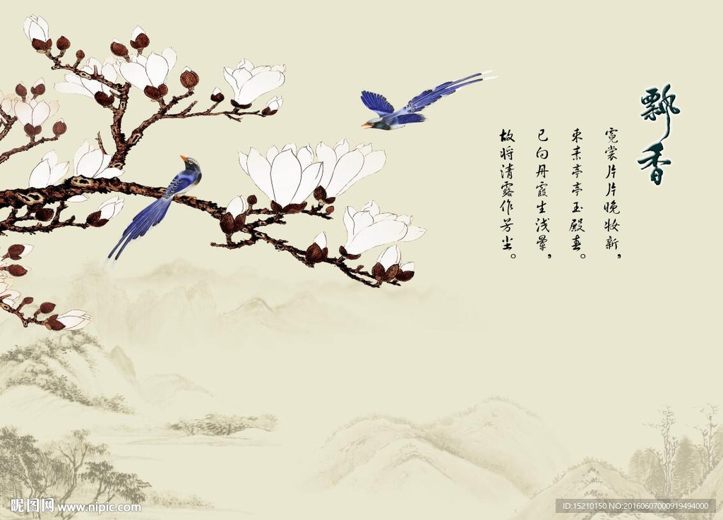 国画玉兰花