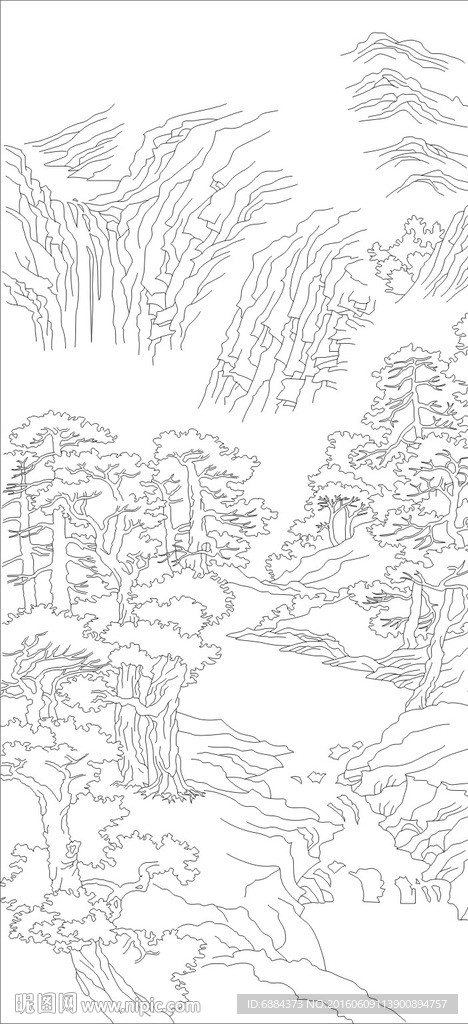山水画 国画 松树