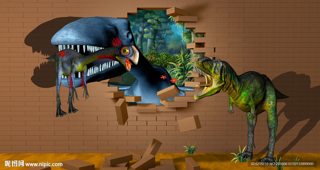 侏罗纪公园3D立体画