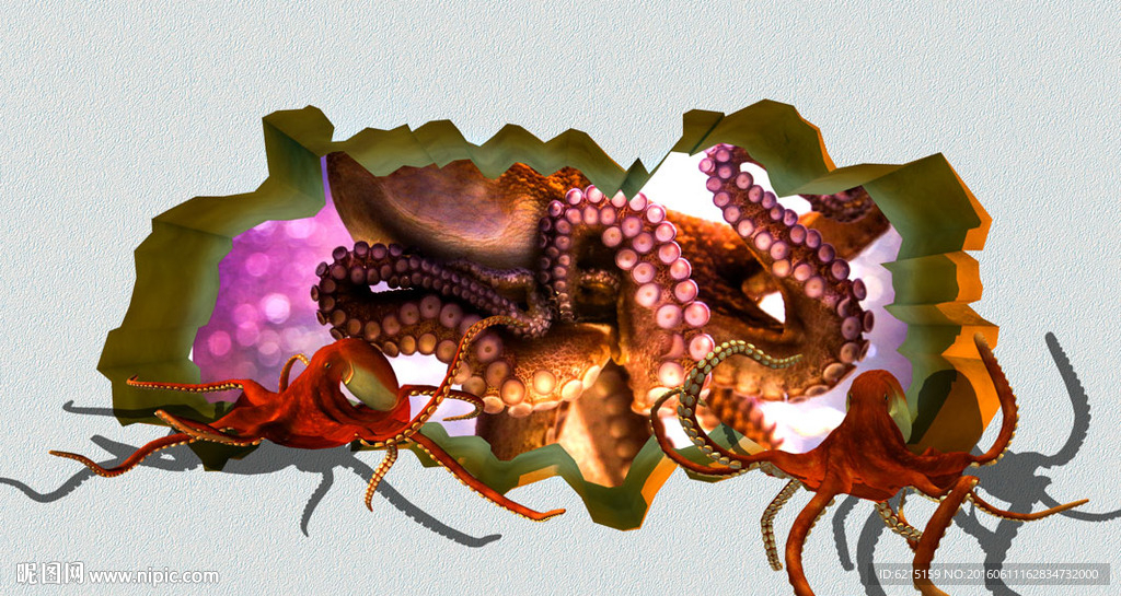 3d章鱼立体画图片