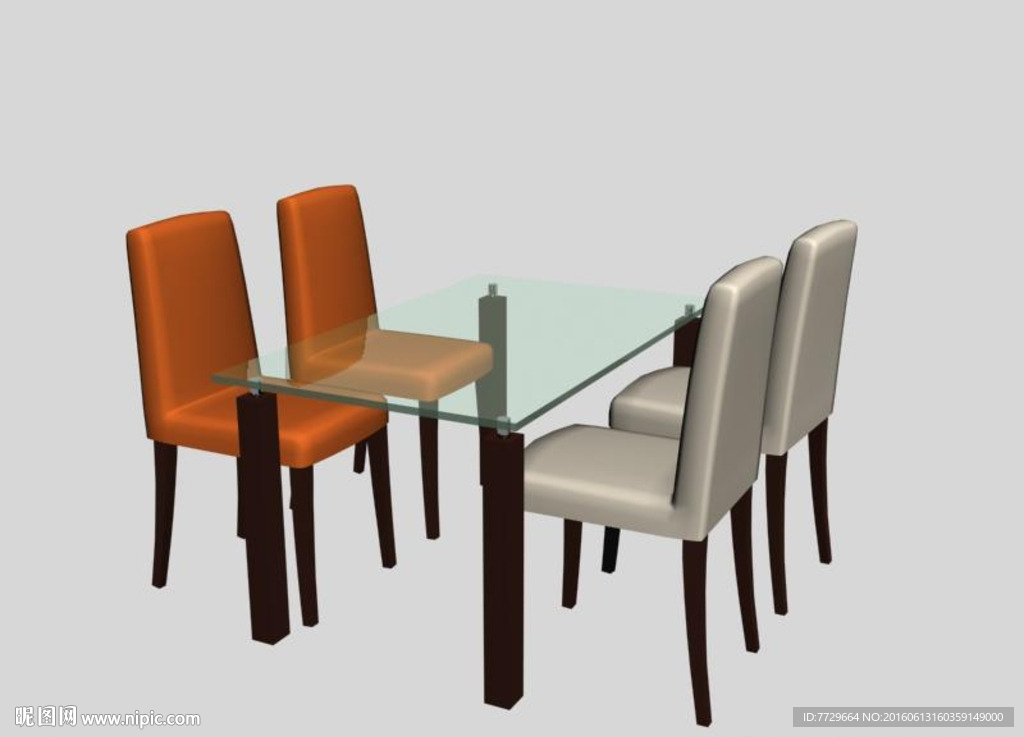 软包椅子餐桌模型