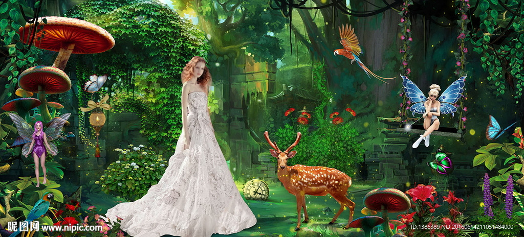 爱丽丝梦幻仙境婚庆婚纱写真背景