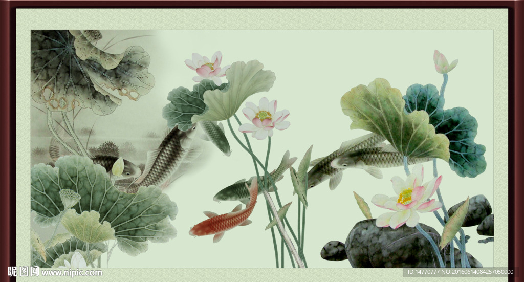 荷花鲤鱼图