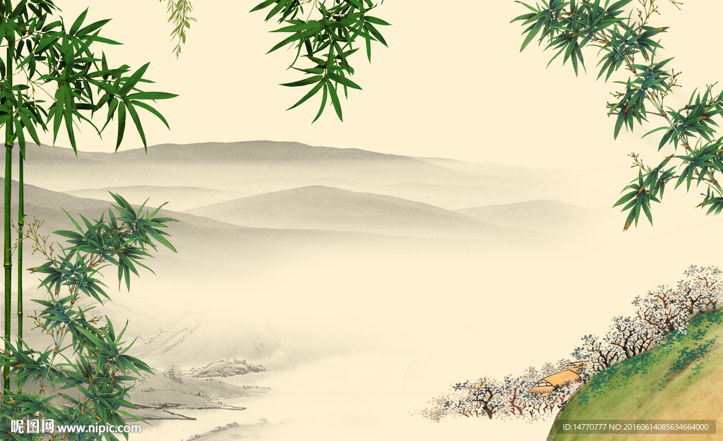 工笔画 花鸟竹子
