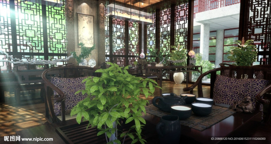 中式茶馆动画 茶杯特写动画