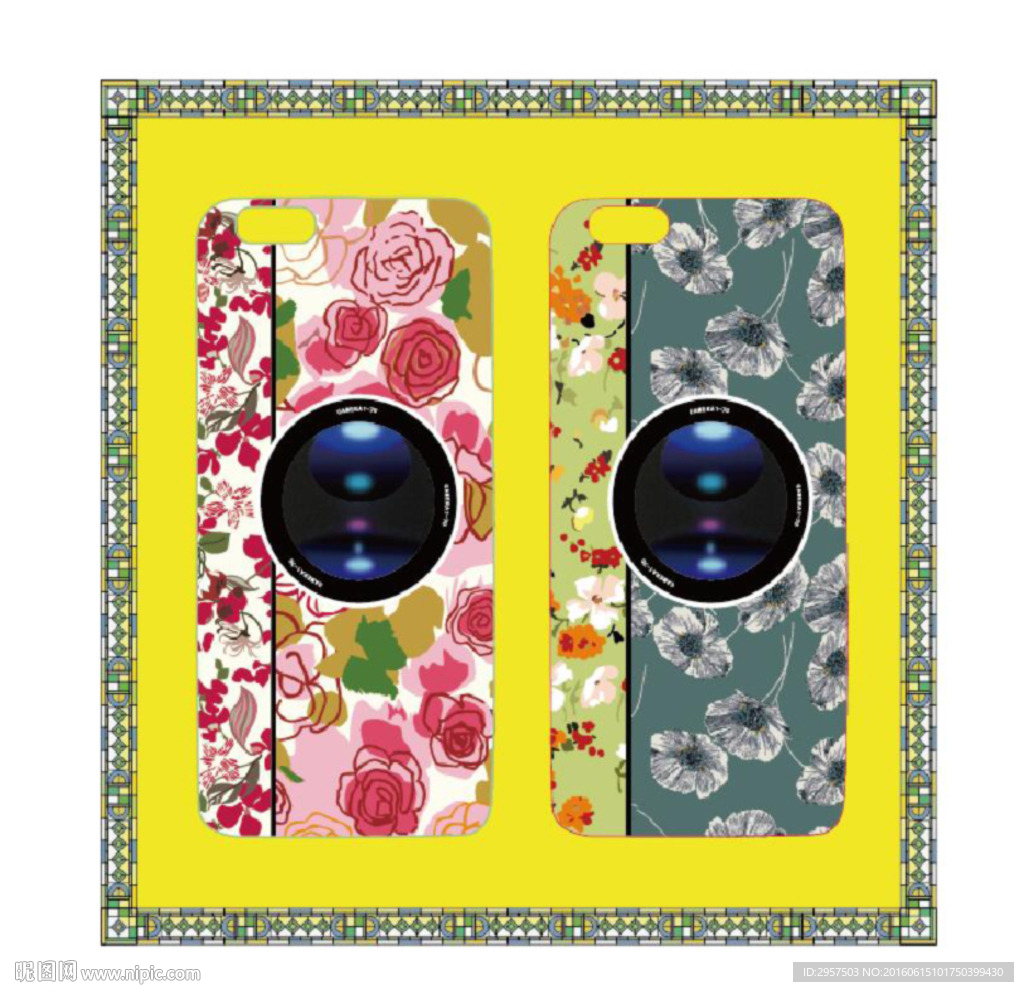 时尚碎花浮雕相机手机壳图案