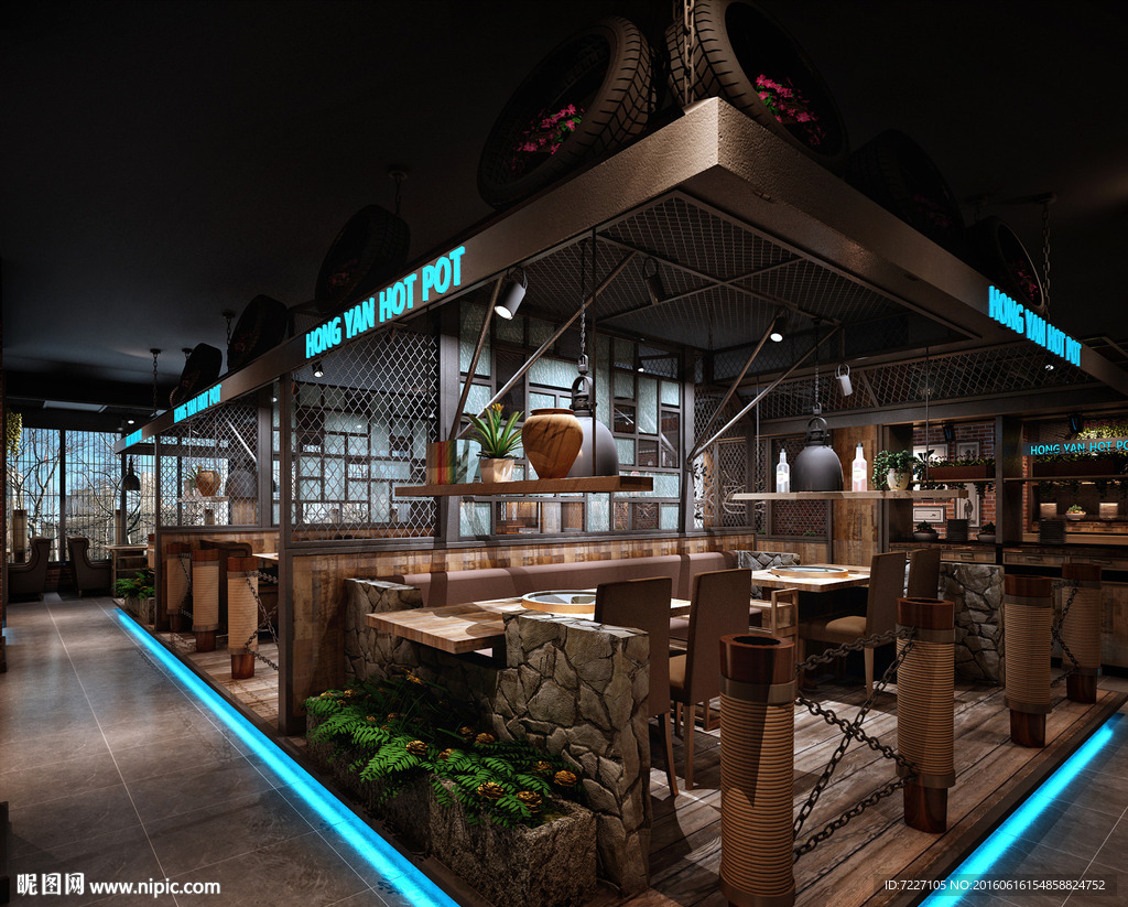 工业风格火锅店3D模型