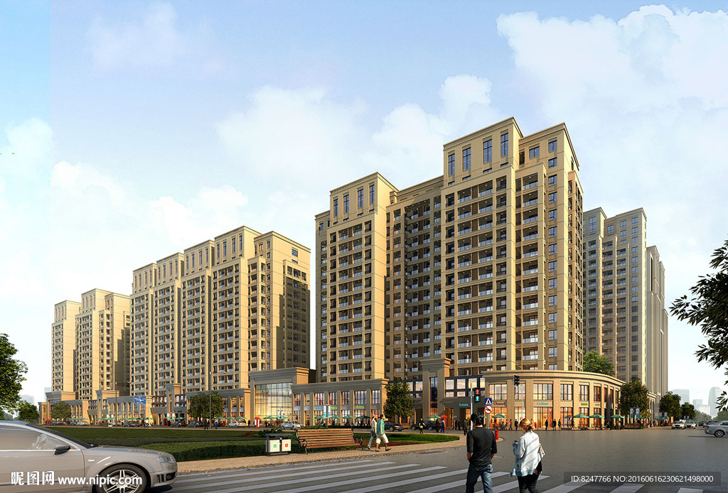 人视点住宅商业街建筑效果图