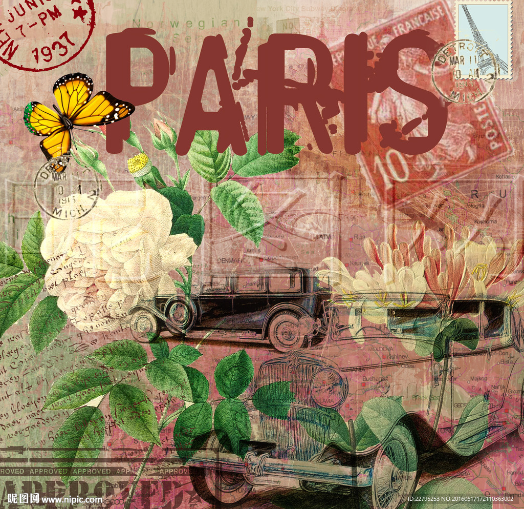 欧美复古花卉图