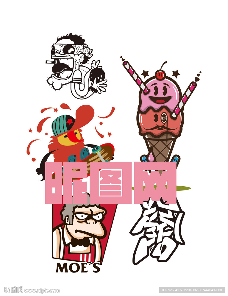 卡通潮流印花t恤海报矢量素材
