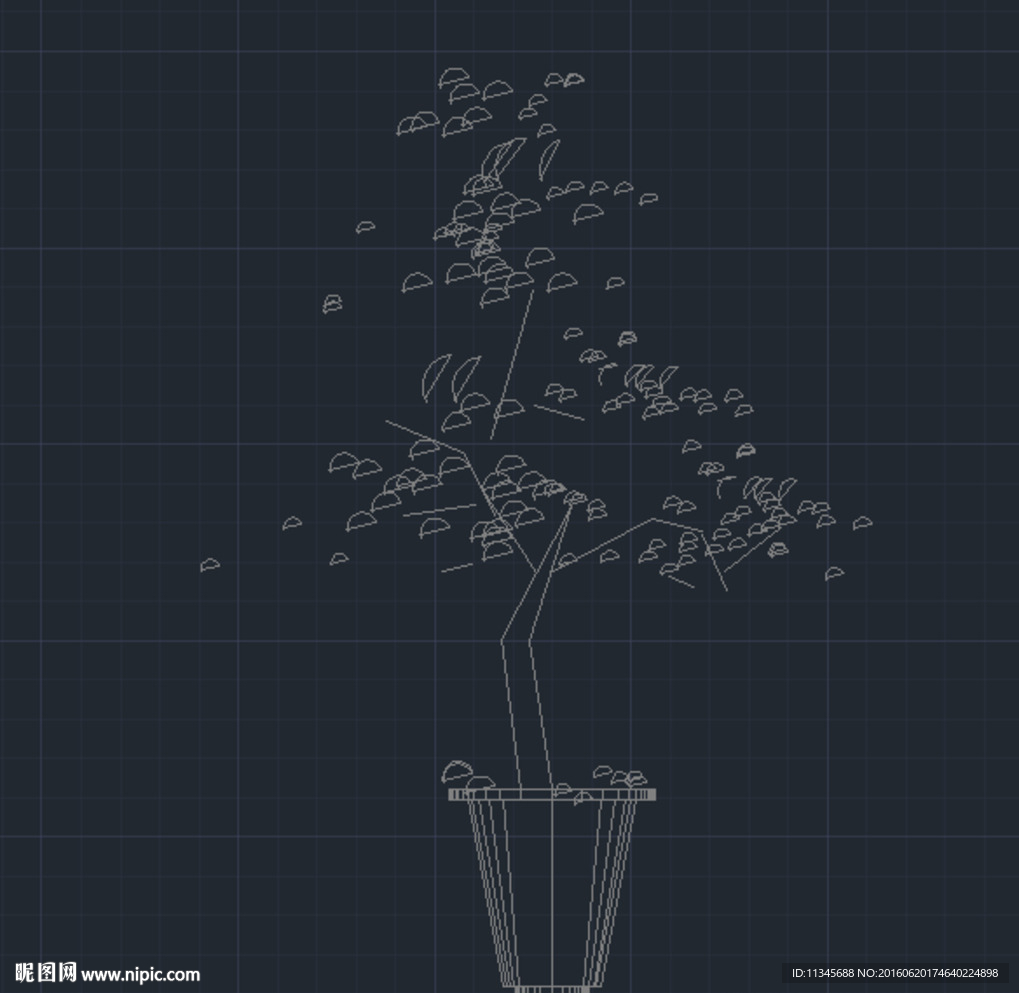 cad花盆 CAD小叶植物盆景
