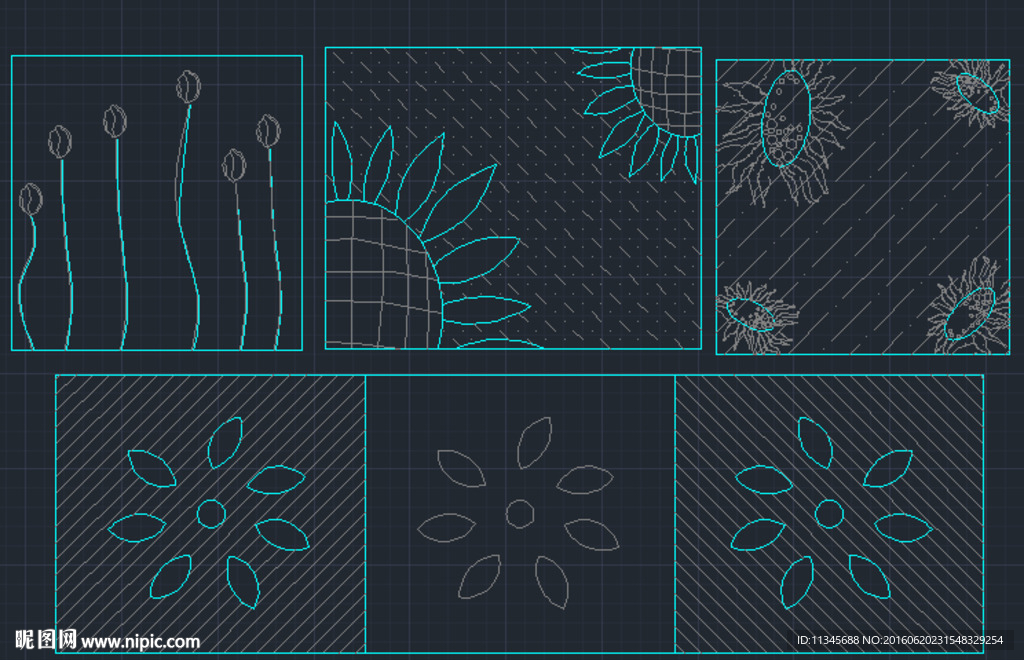 向日葵CAD 装饰画 花朵画