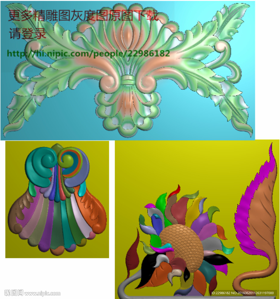欧式洋花门上花精雕灰度浮雕图