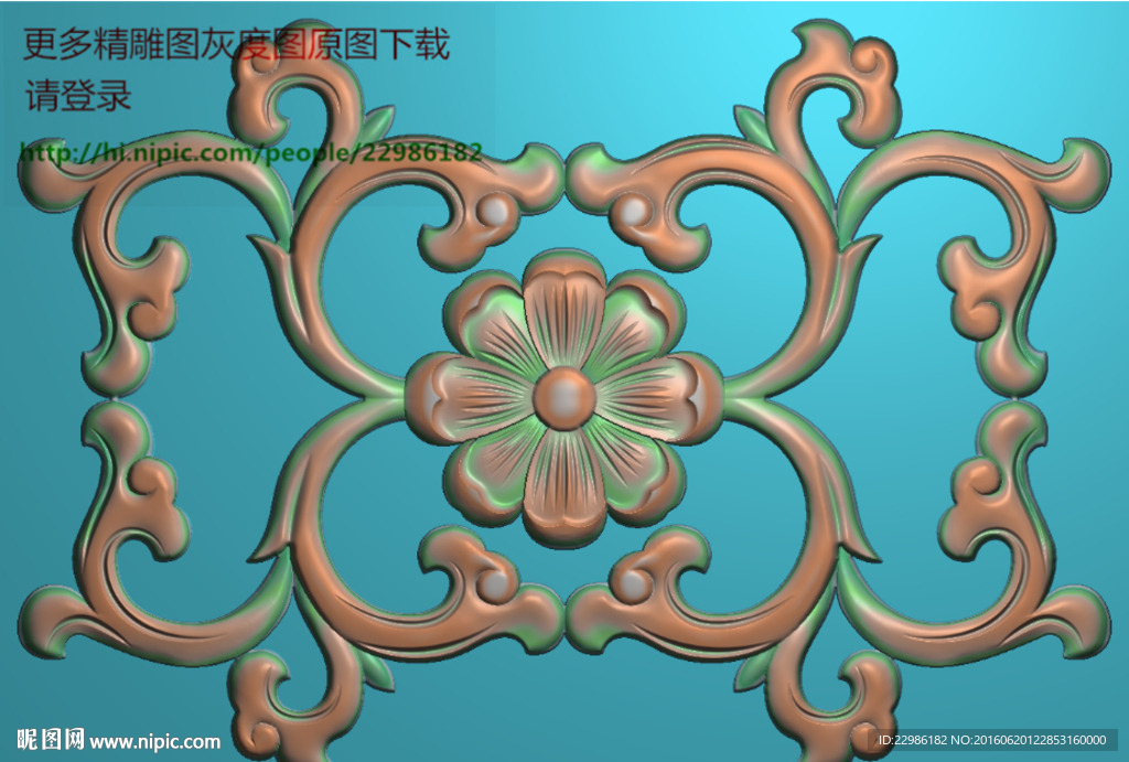 欧式洋花门上花精雕灰度浮雕图