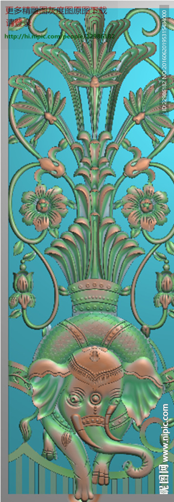 欧式大象门上花精雕灰度镂空图