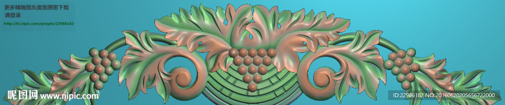 葡萄洋花门上花 精雕图