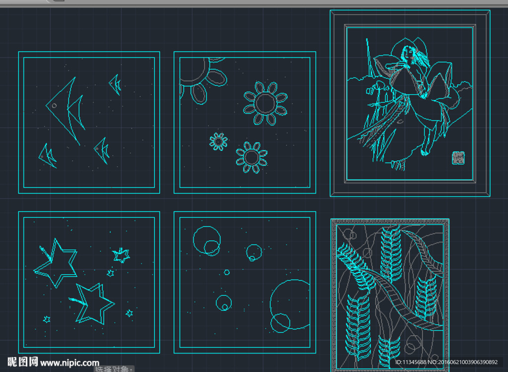时尚背景墙装饰画CAD