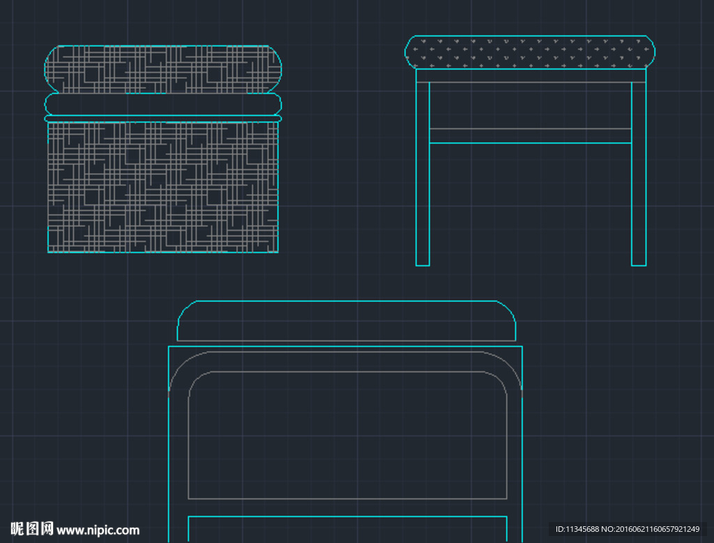 软包沙发 cad 凳子