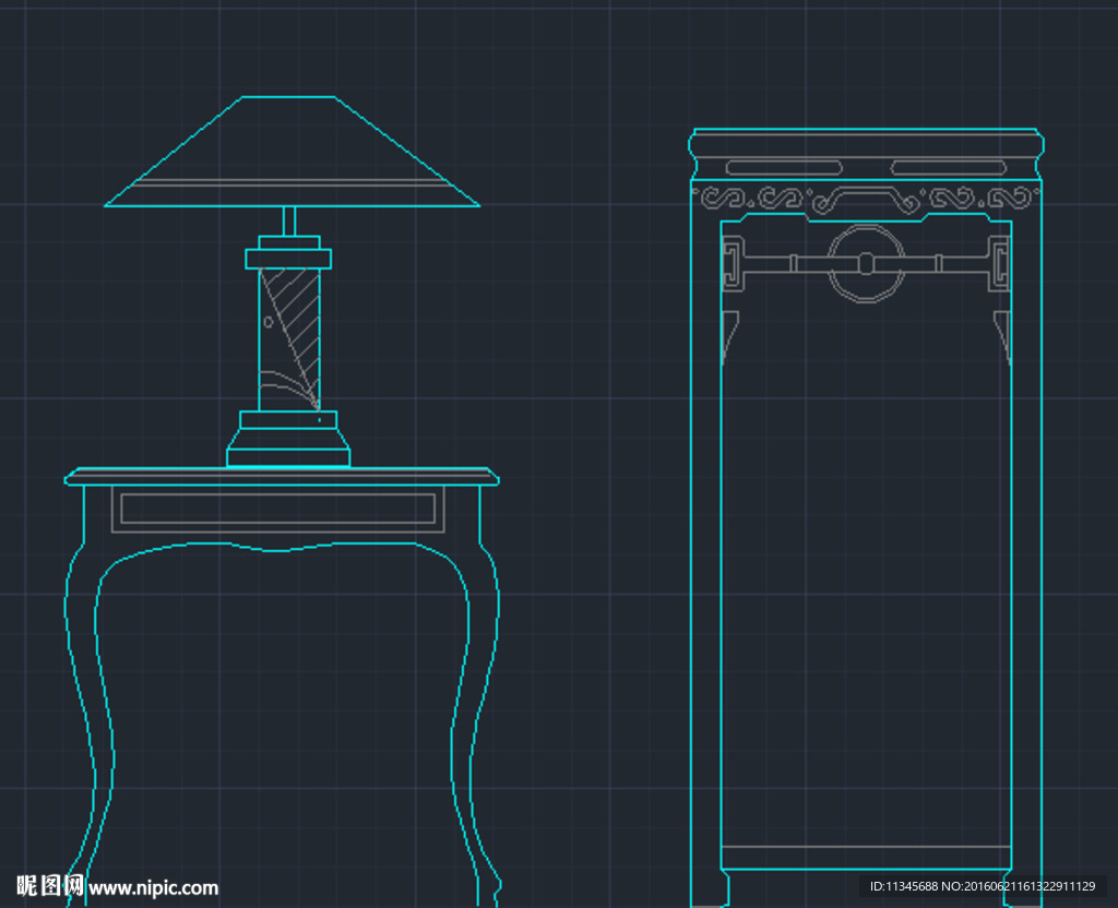 茶几 仿古花几 灯台cad