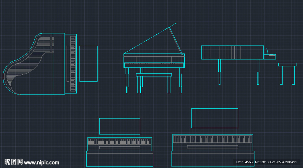 钢琴cad台式钢琴 piano