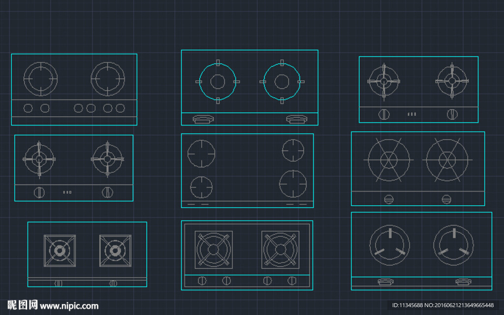 多用煤气燃气灶cad