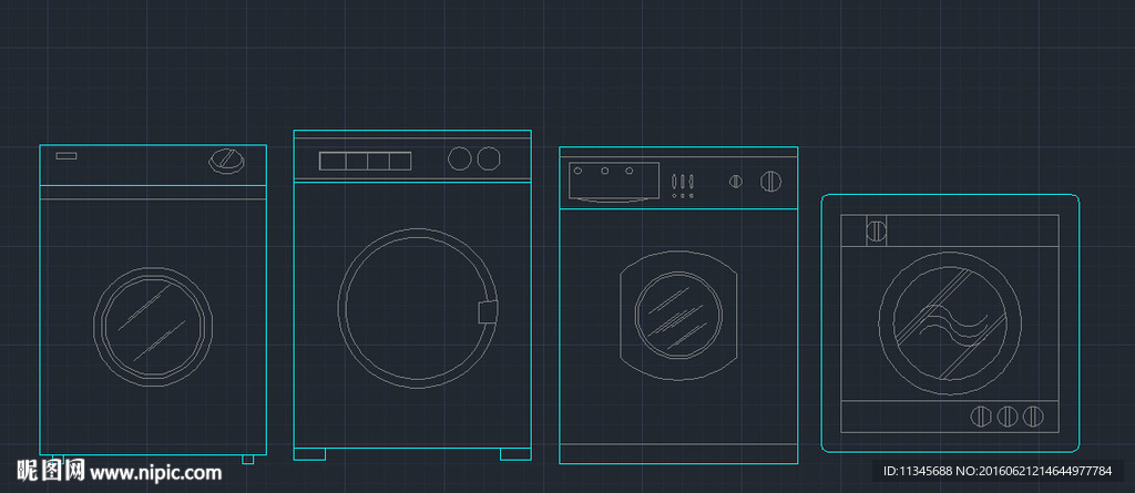 全自动洗衣机cad