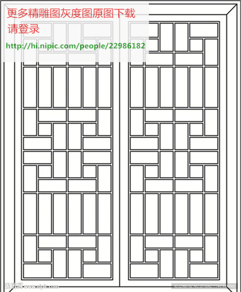 花格屏风镂空通花窗格矢量线条图