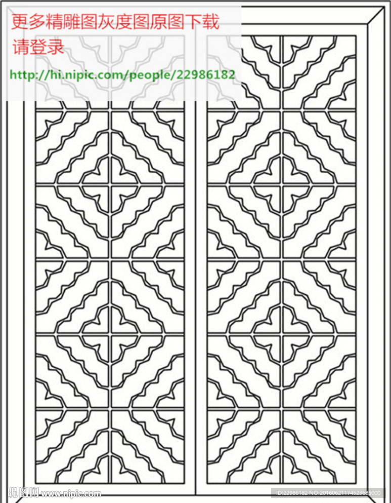 花格屏风镂空通花窗格矢量线条